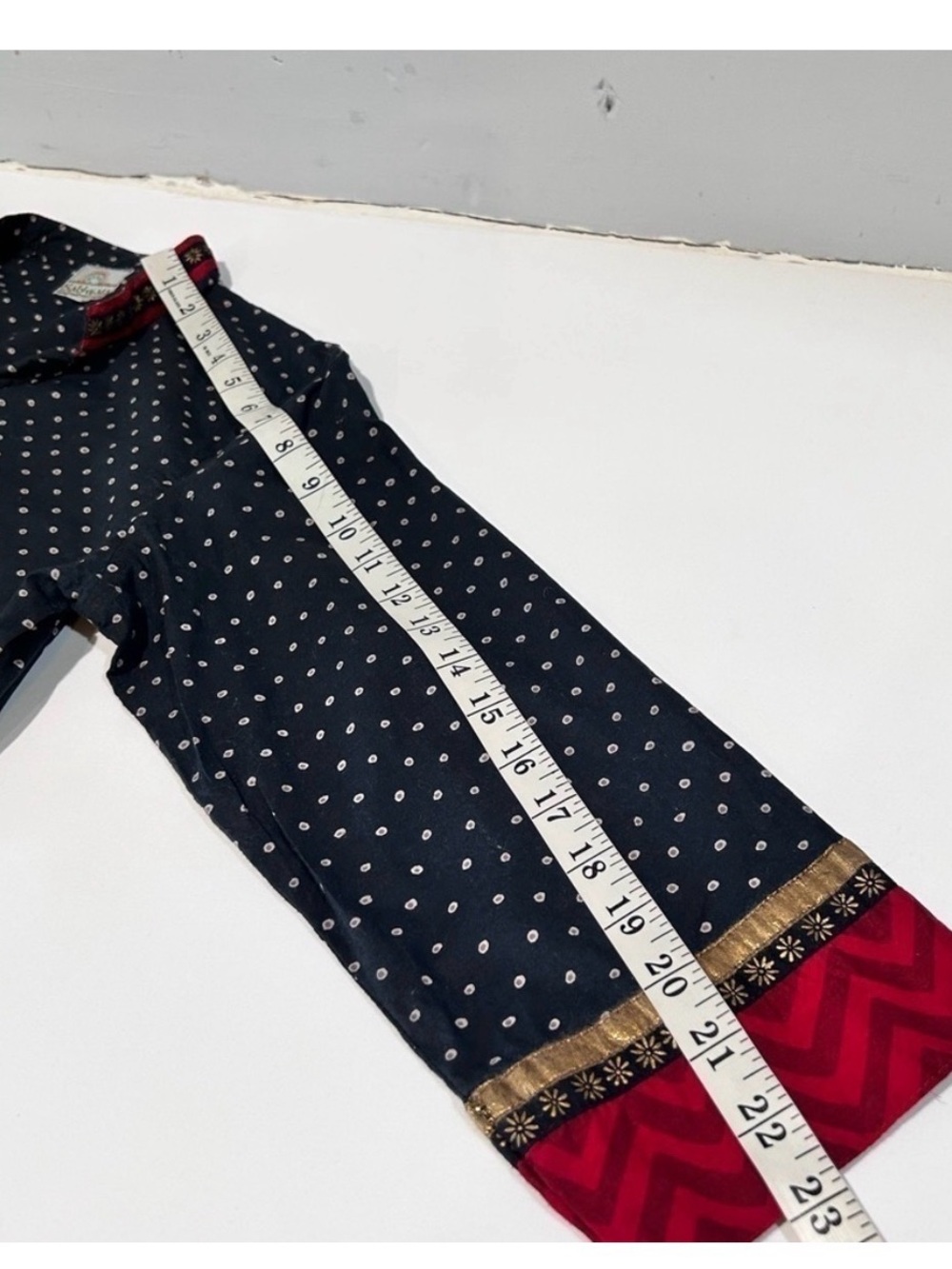 Sabhyata Navy Polka Dot Top with Pink Trim - Picture 12 of 15